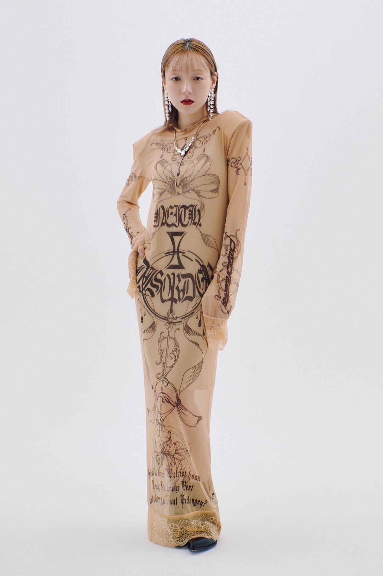 Armed Second Skin Dress #2(Beige×Black)