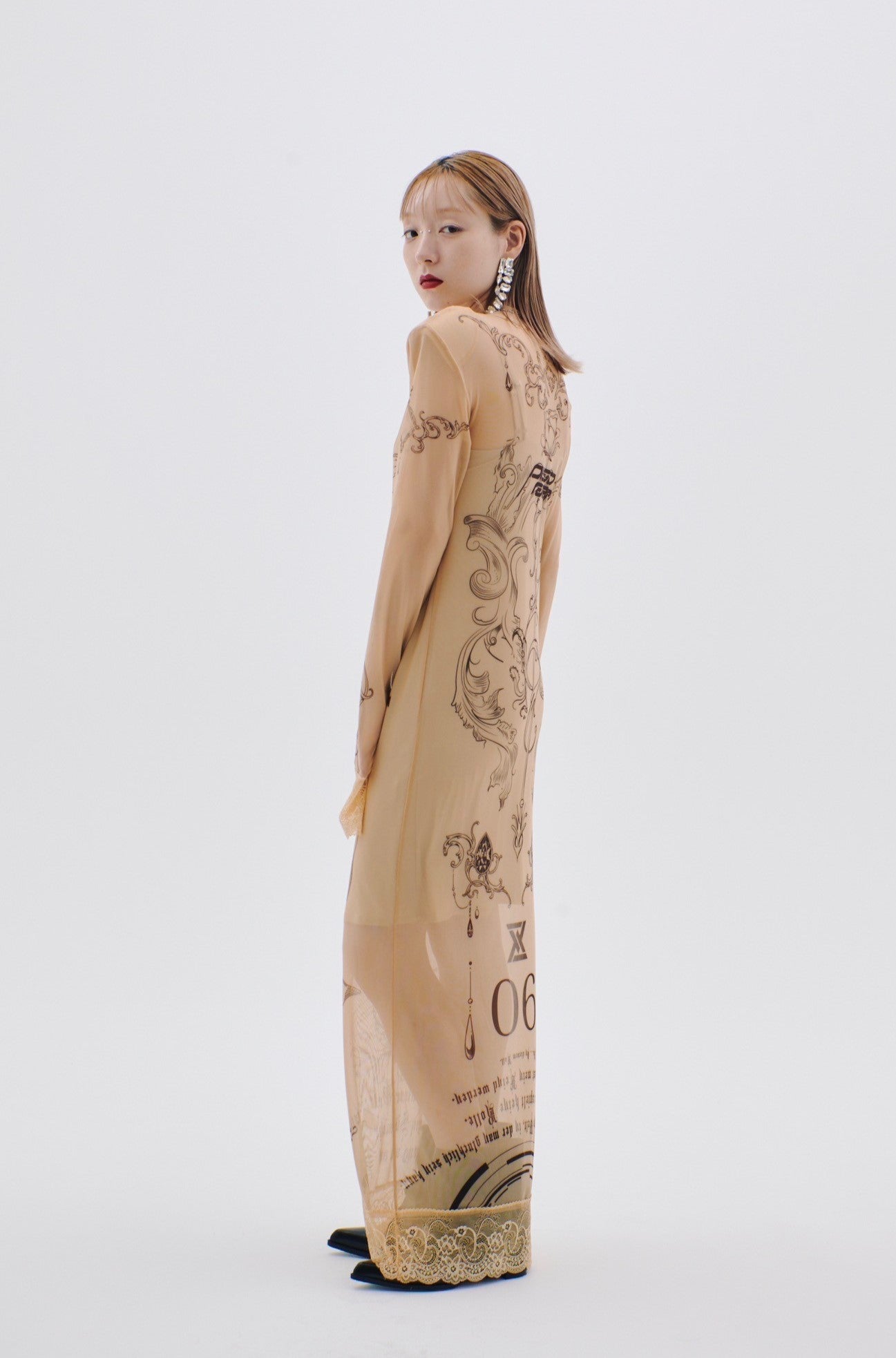 Armed Second Skin Dress #2(Beige×Black)