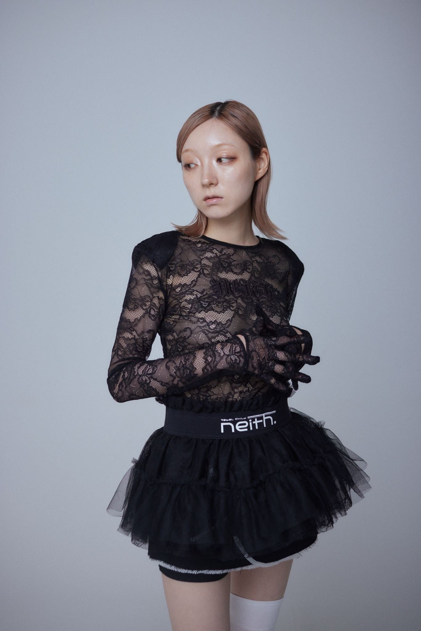 Multi Tulle Top(Lace Black)