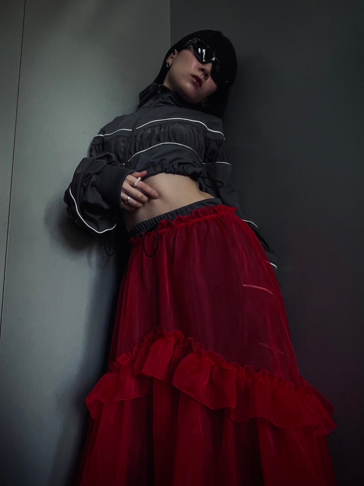 Sheer Organdy Skirt(Red)