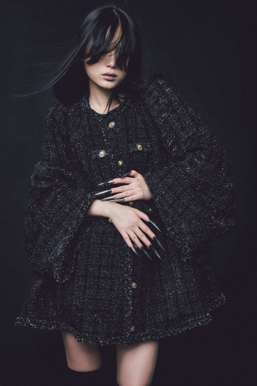 Tweed Bell Dress(Black)