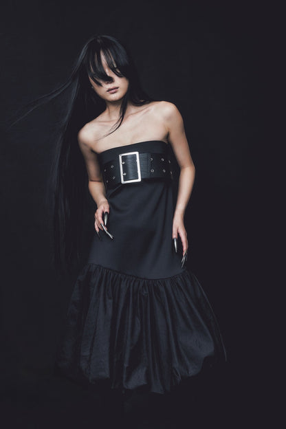Leather Balloon Dresskirt(Black)