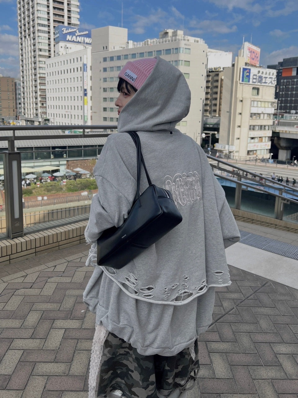 YUKARI×neith. Collaboration Hoodie(Gray×Pink)