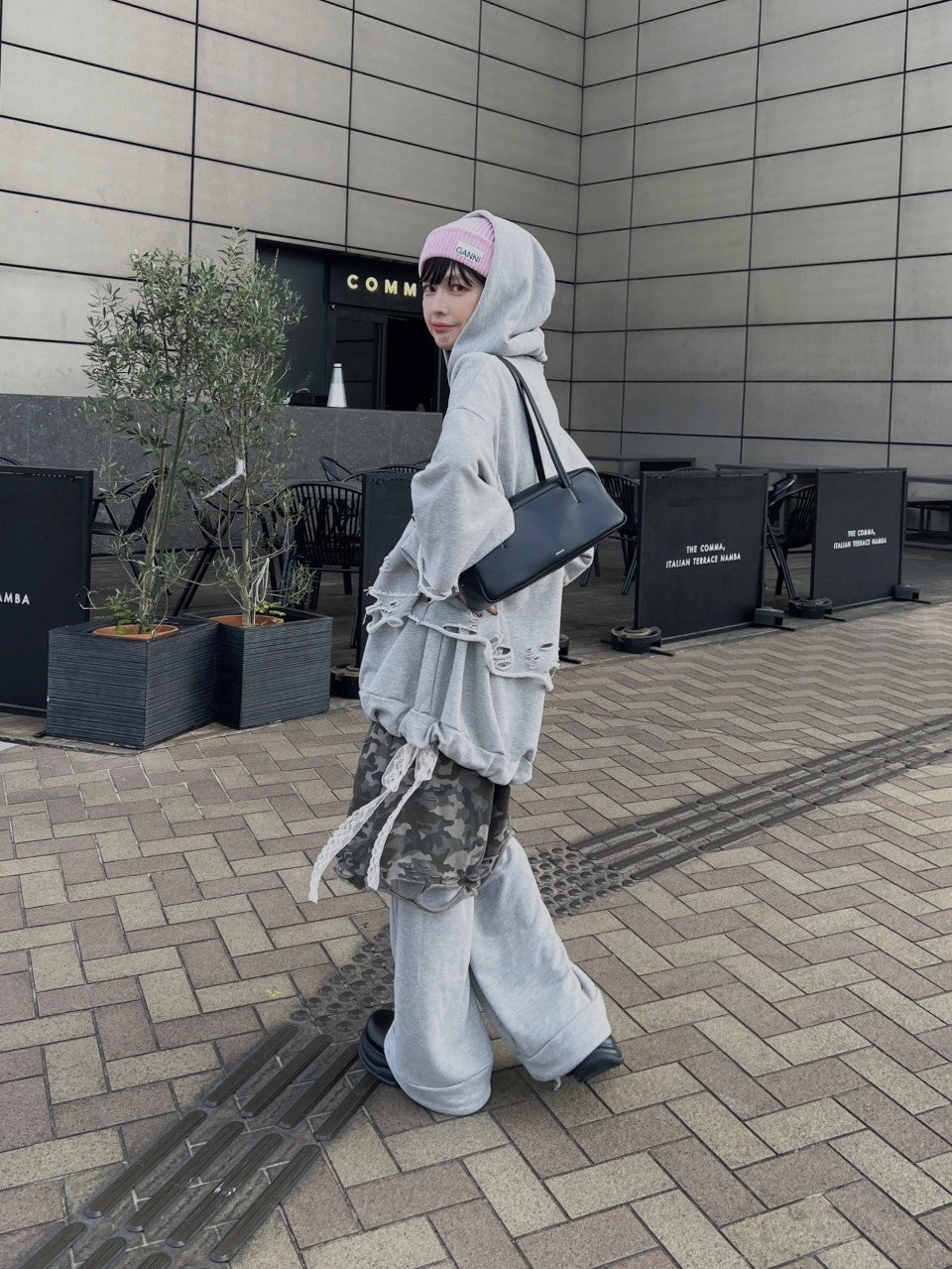 YUKARI×neith. Collaboration Hoodie(Gray×Pink)