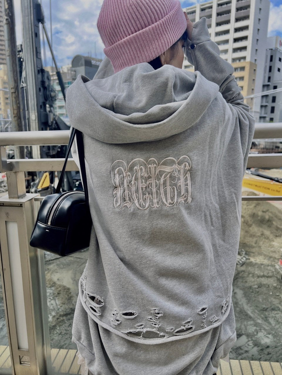 YUKARI×neith. Collaboration Hoodie(Gray×Pink)