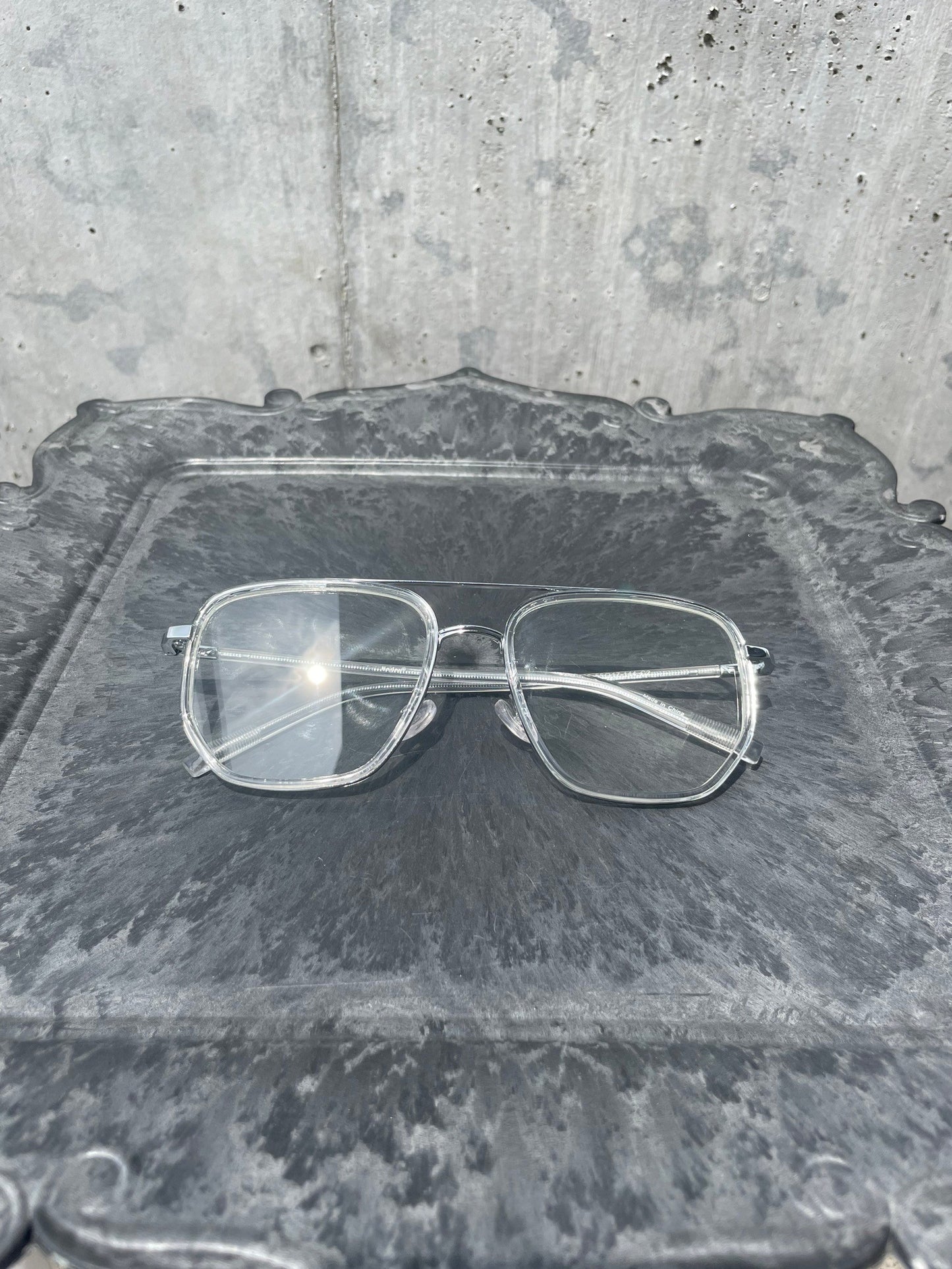 Geek Square Flame Glasses（Silver）