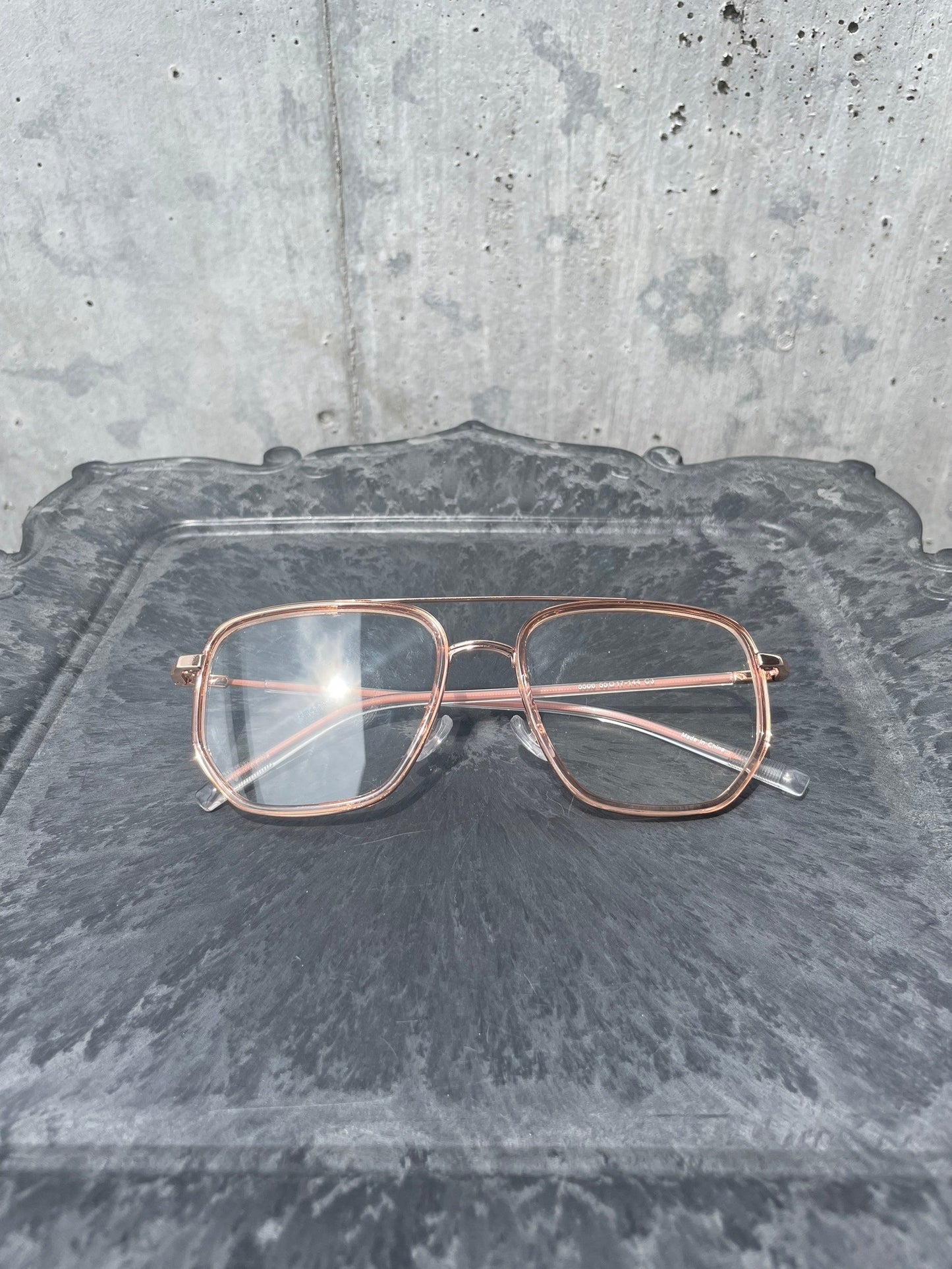 Geek Square Flame Glasses（Pink Gold）