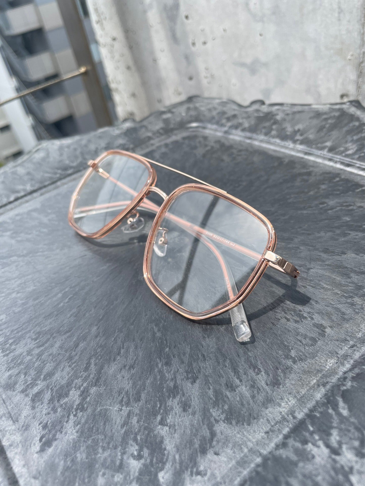 Geek Square Flame Glasses（Pink Gold）