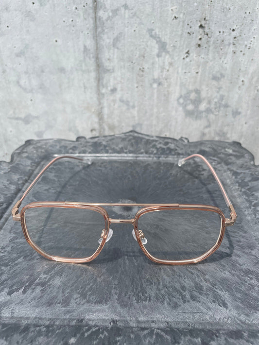 Geek Square Flame Glasses（Pink Gold）