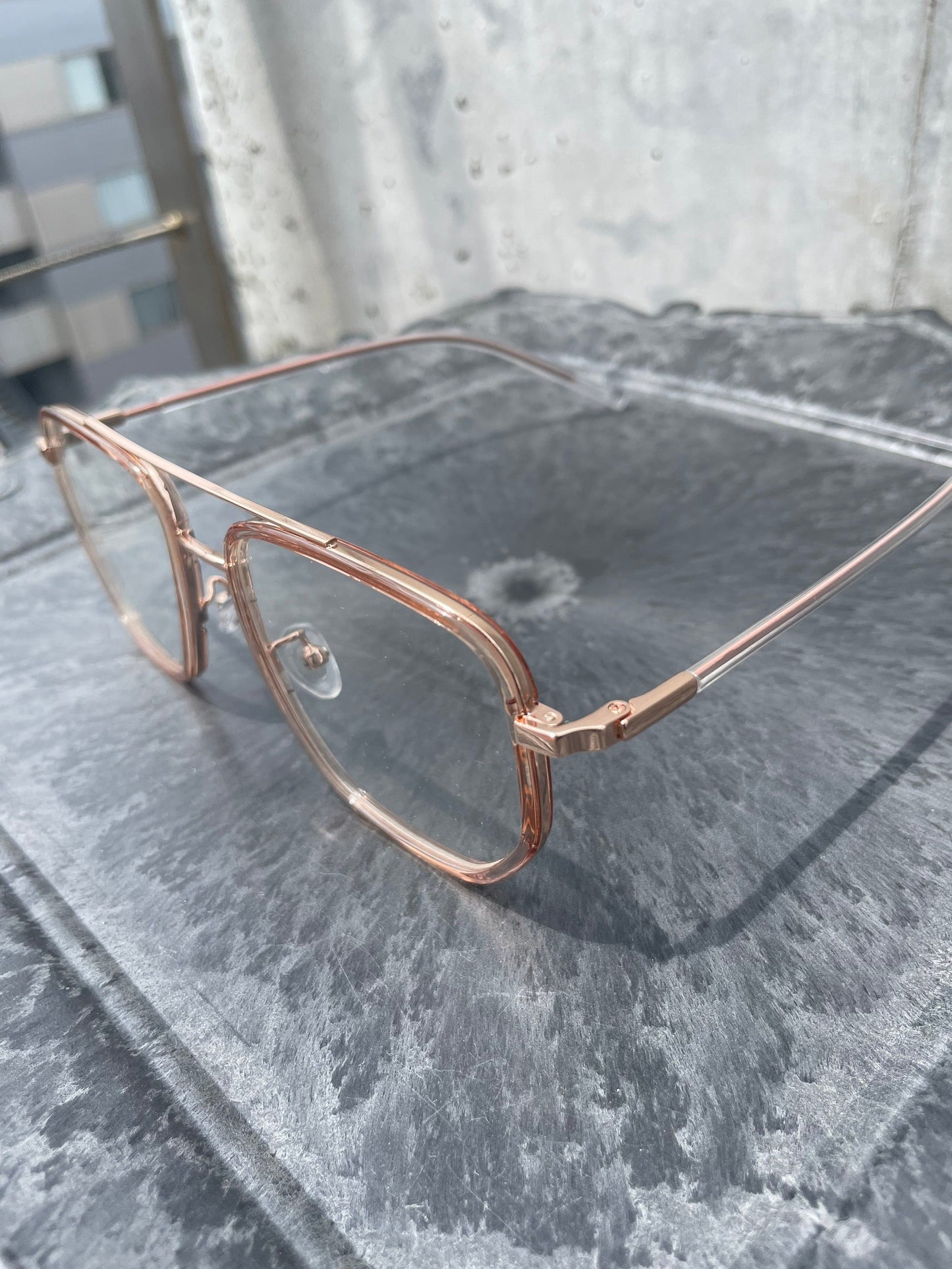 Geek Square Flame Glasses（Pink Gold）