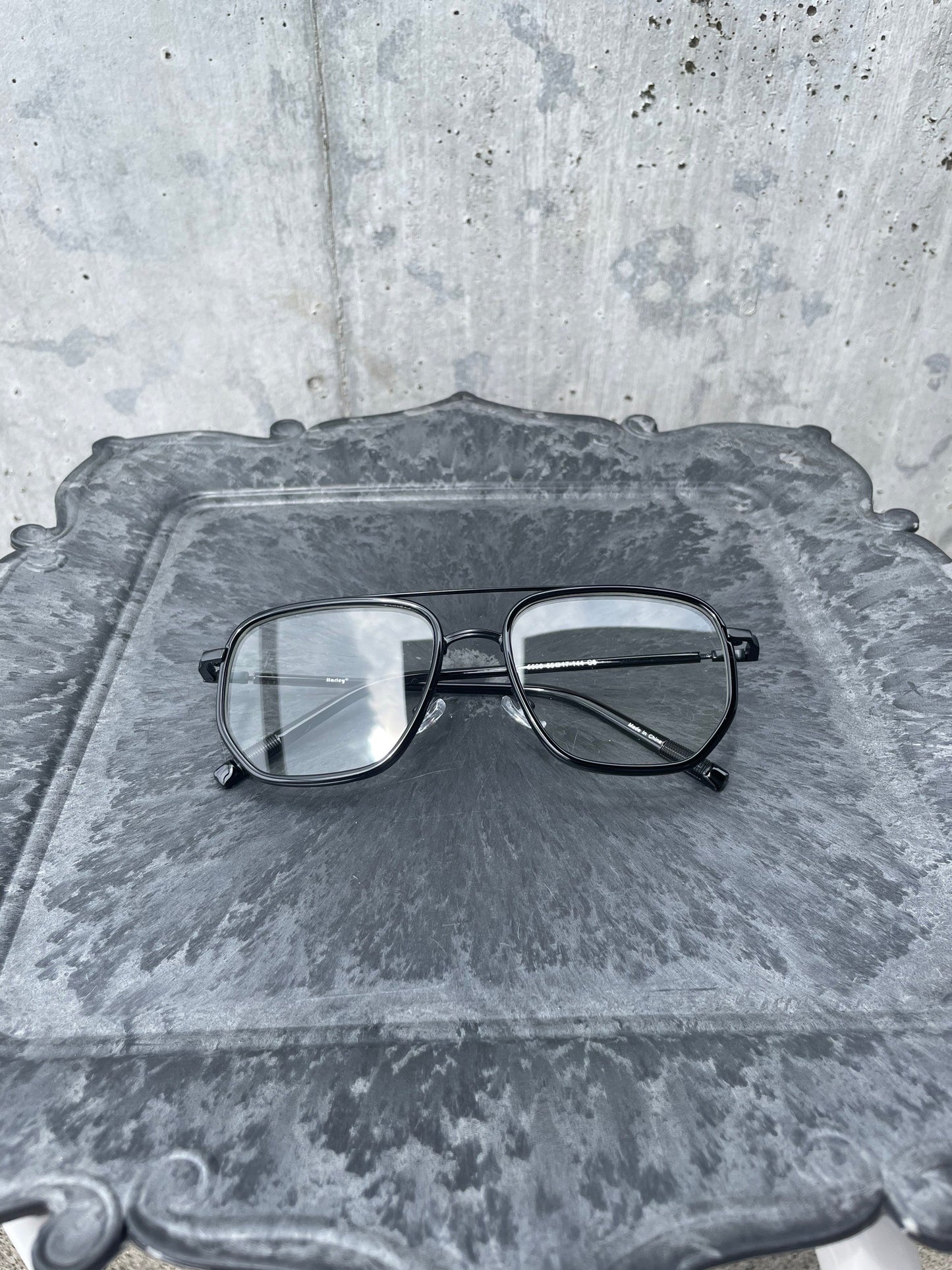 Geek Square Flame Glasses（Black）