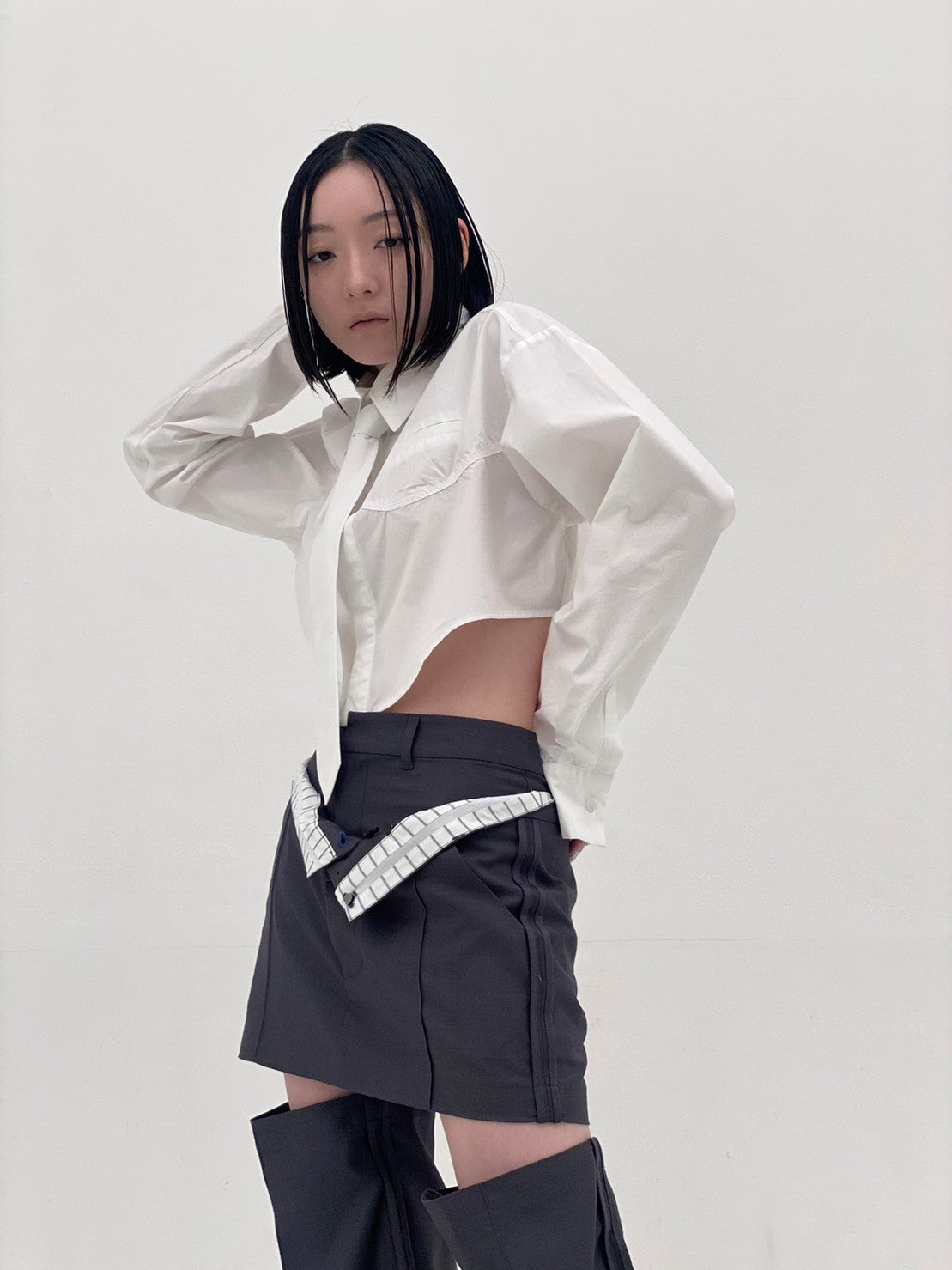 Double Waist Micro Skirt (Gray)