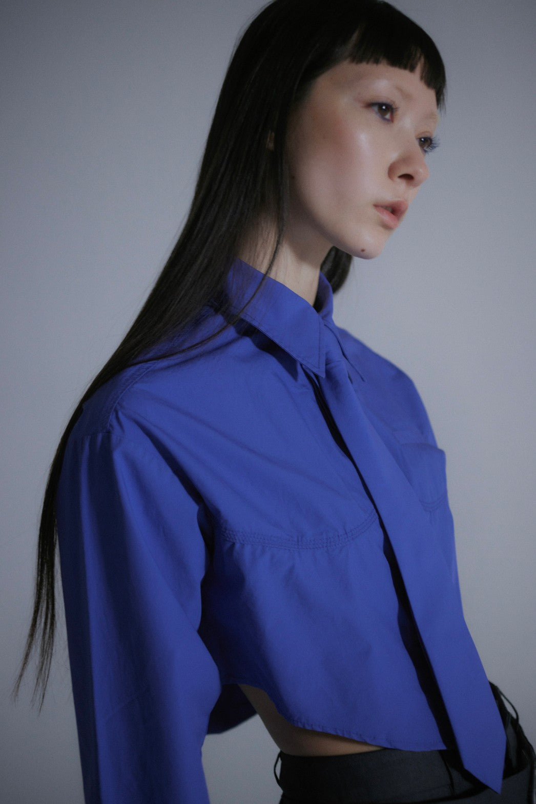 Corset Hem Shirt(Blue)
