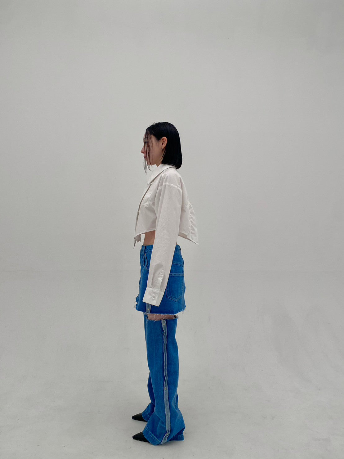 Denim Skirt With Legcover(Blue)