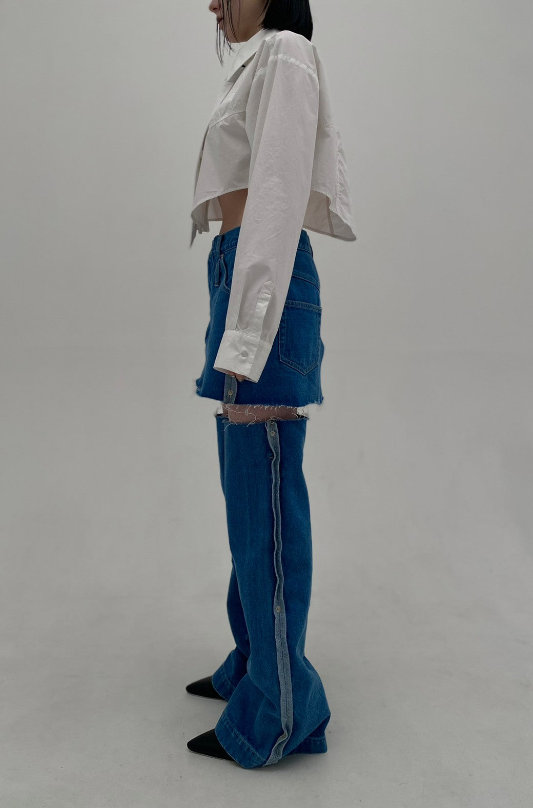 Denim Skirt With Legcover(Blue) – neith.onlinestore