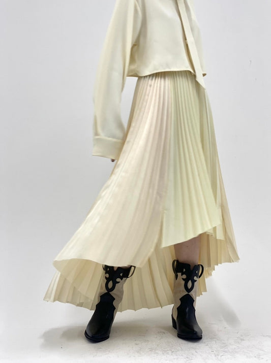 Asymmetry Accordion Skirt(Ecru)