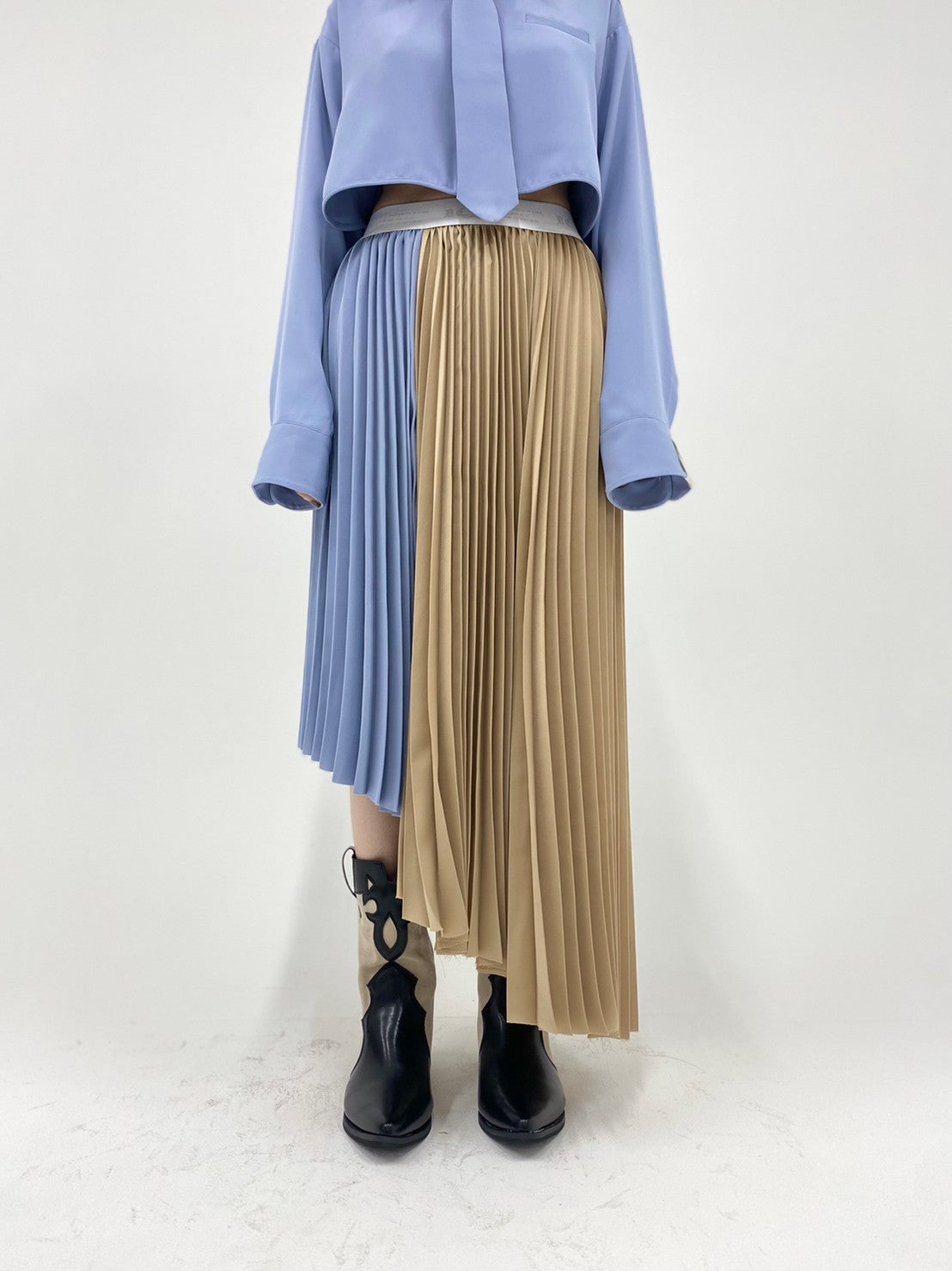 Asymmetry Accordion Skirt(Blue)