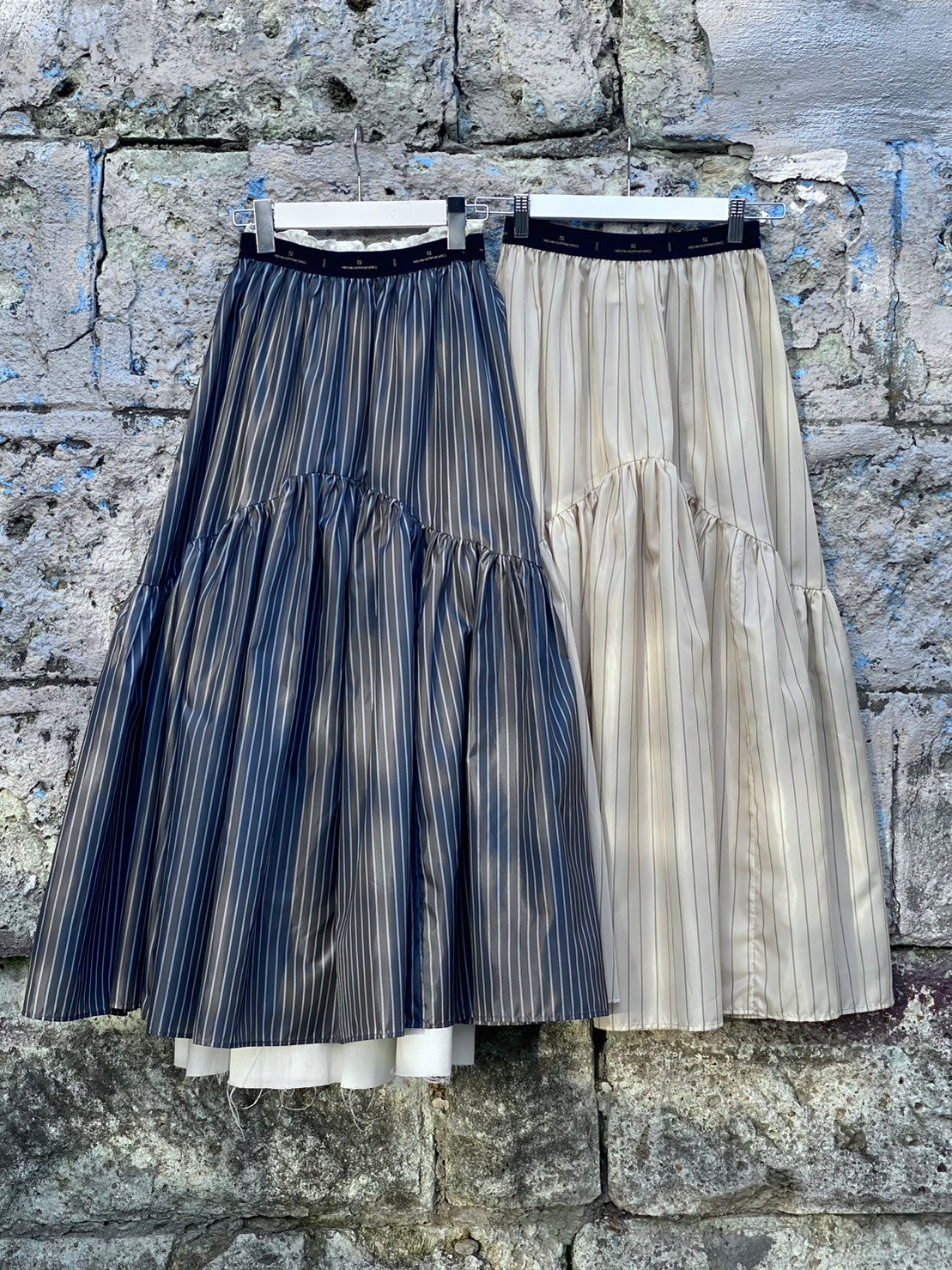 Stripe Taffeta Skirt(Ecru)