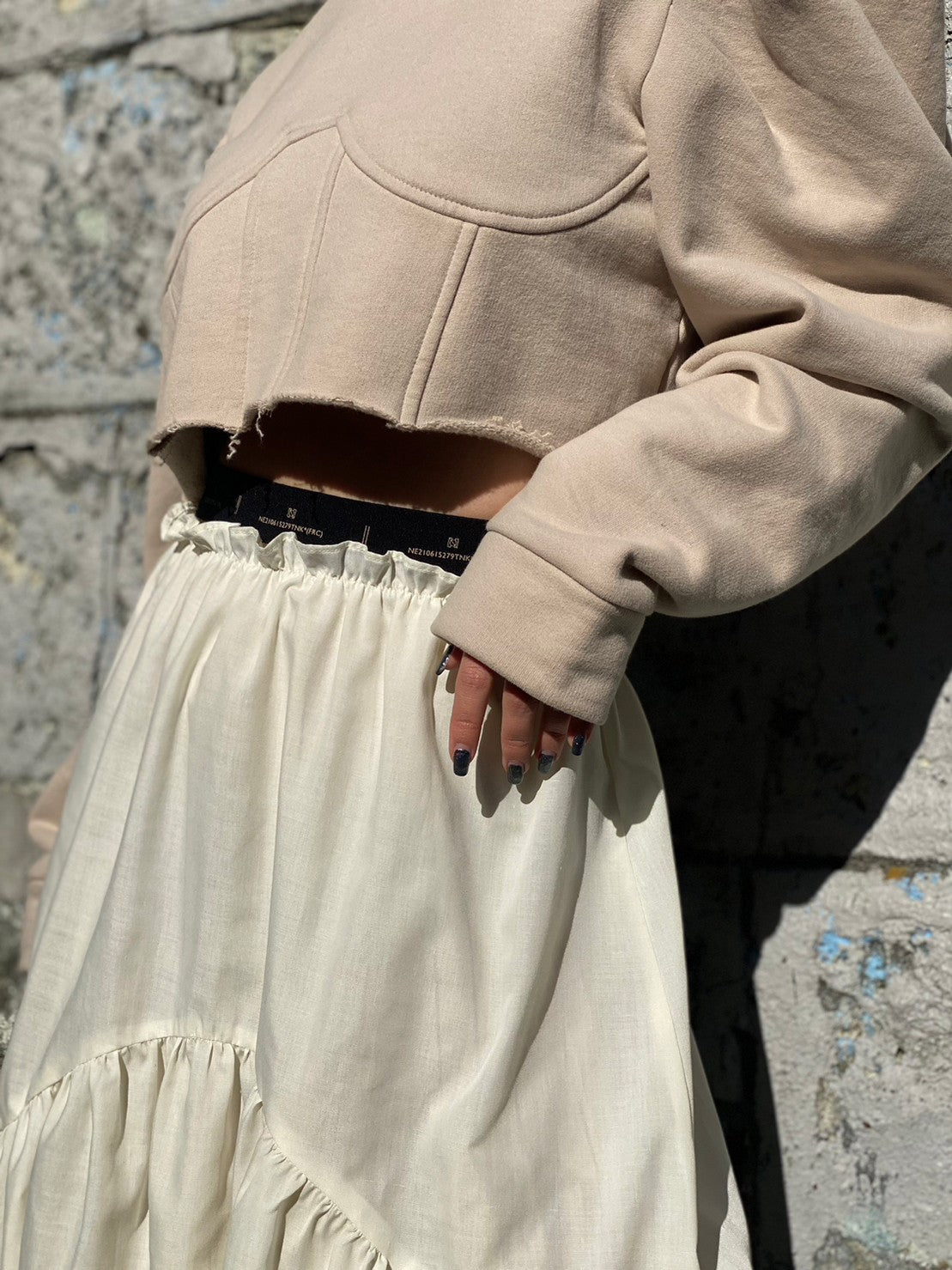 Stripe Taffeta Skirt (Ecru)