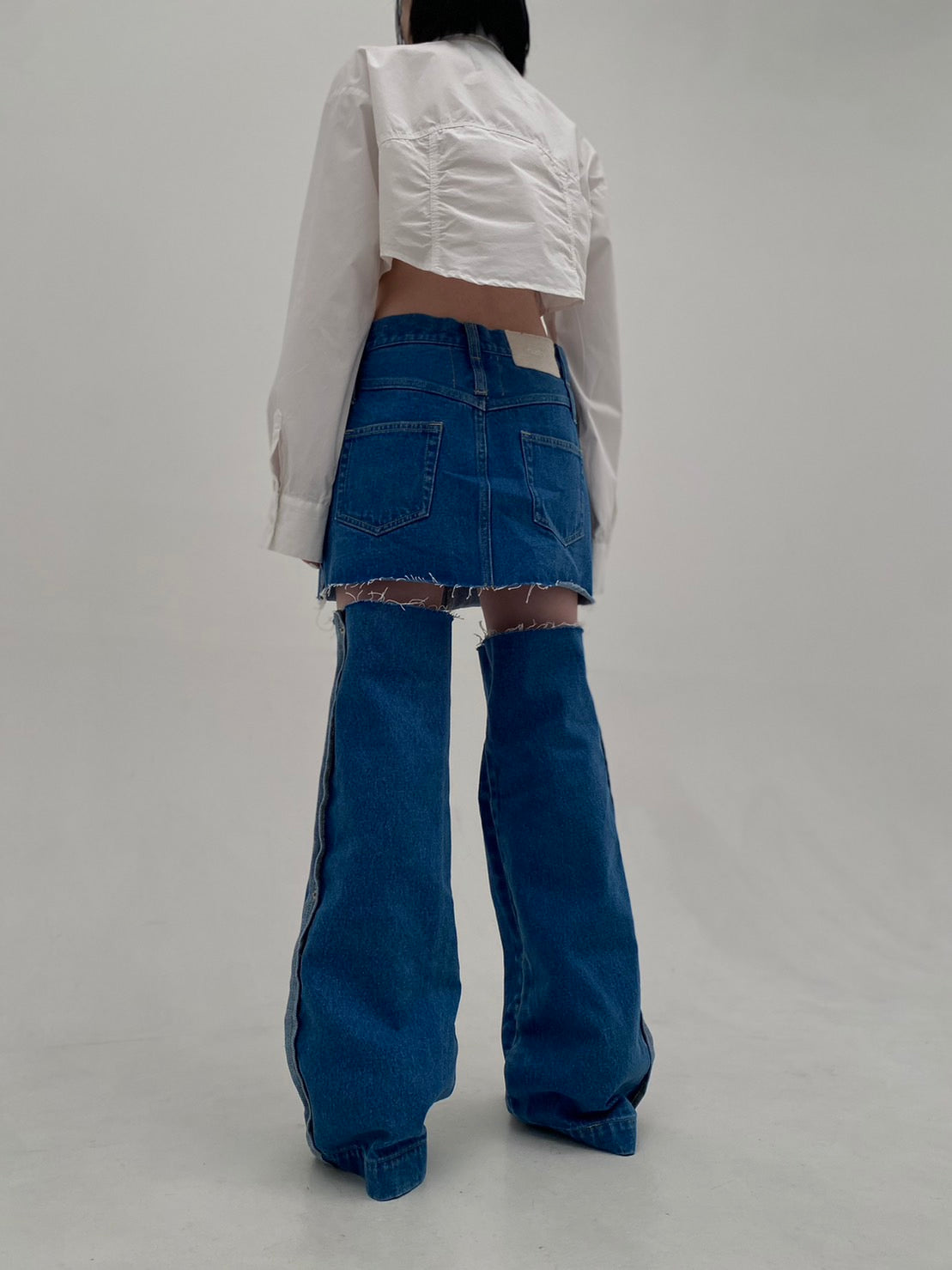 Denim Skirt With Legcover(Blue) – neith.onlinestore